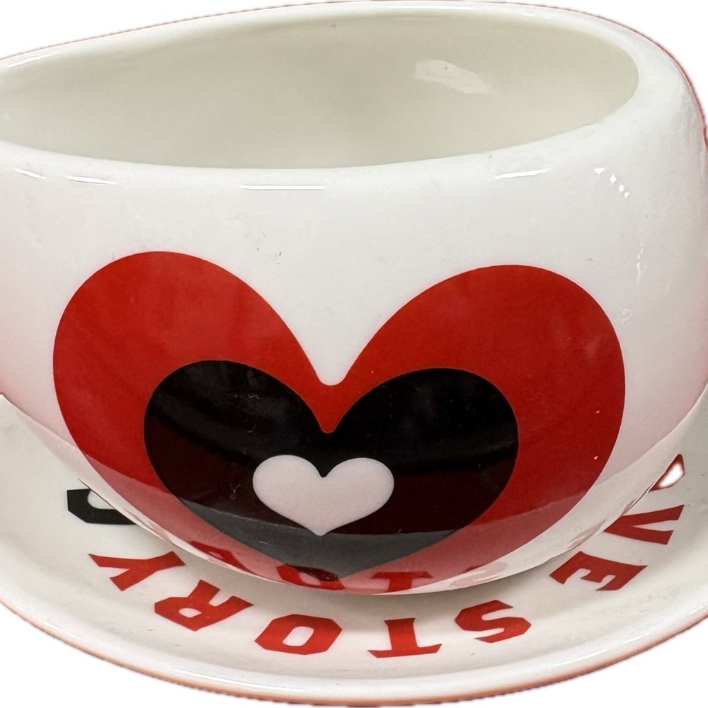 Max Brenner Hearts Hug Mug Cup and Chocolate Love Story Saucer by Iris Behar